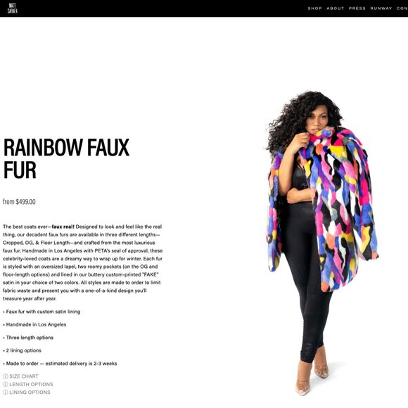 Matt Sarafa Rainbow Multi-colored Faux Fur Coat - Picture 3 of 6